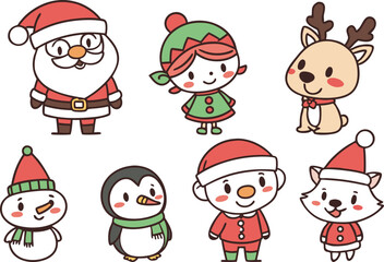 Christmas Illustration Collection Featuring Holiday Elements and Icons. Festive Christmas Collection of Hand Drawn Seasonal Art and Symbols. Elegant Christmas Drawing Collection for Winter Holiday