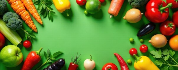 Overhead shot of diverse food donations on green background Plenty of copy space , nutritious, eggs, flat lay