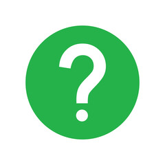 Green question mark vector. Flat icon for help, info, and user manual symbols.