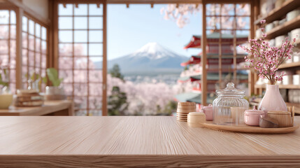 日本風のテーブルとフレーム