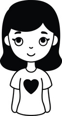 Adorable Girl Character with Heart Cheeks.