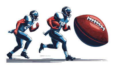 Modern vector illustration of an American Football Collection featuring three key elements, dynamic football player in action, easily editable.