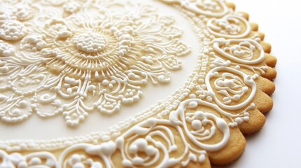 Intricate Decorated Cookie with Detailed Floral Design and Icing