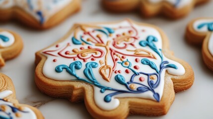 Beautifully Decorated Sugar Cookies with Intricate Floral Design