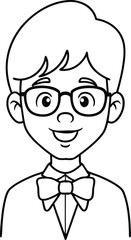 Cute Nerdy Boy with Glasses and Bowtie.
