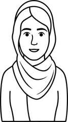 Elegant Female Outline with Headscarf.