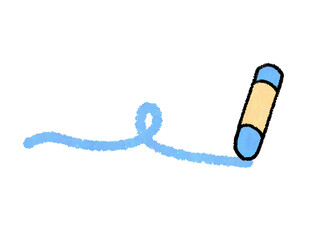 クレヨンで描いたクレヨンのシンプルイラスト(青)