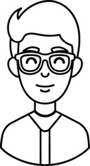 Minimal Line Art Avatar with Glasses.