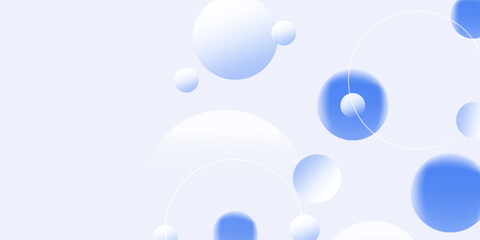 Abstract soft light with white and blue bubble ball background. Trendy minimal design. Vector illustration