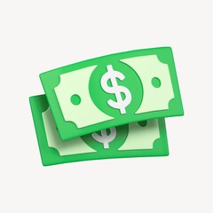 Money icon, 3D rendering illustration