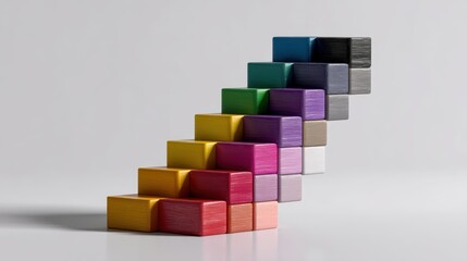 Vibrant stack of colorful wooden blocks, a playful and educational toy for kids colorful