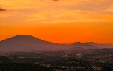Vibrant sunset over mountains