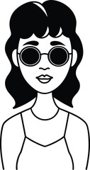 Trendy Female Portrait Wearing Round Sunglasses.
