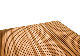 View of corner on wooden or wood table, transparent background