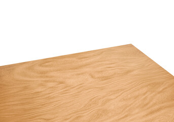 View of corner on wooden or wood table, transparent background
