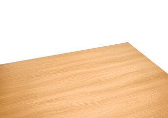 View of corner on wooden or wood table, transparent background
