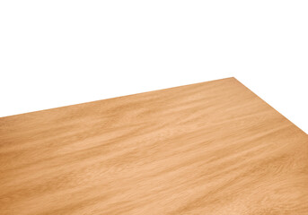 View of corner on wooden or wood table, transparent background