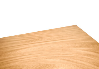 View of corner on wooden or wood table, transparent background