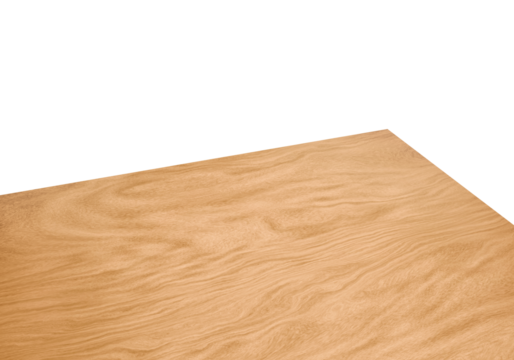 View of corner on wooden or wood table, transparent background