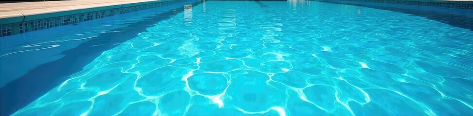 Obraz premium Sparkling blue swimming pool water shimmering under the summer sun, inviting and refreshing Perfect for summer vacation, relaxation, and leisure , sunbathing, swim