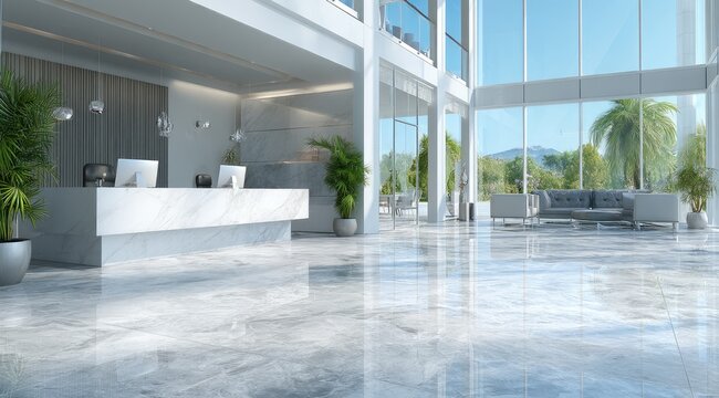 Modern Office Interior Lobby Welcoming Environment Bright