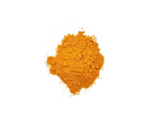 Fresh turmeric powder on white background 