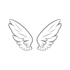 Elegant Wing Silhouette Line Art