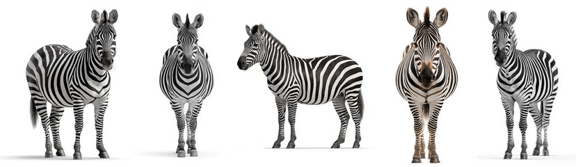 Collection set of Zebra isolated on white background