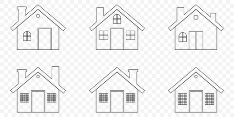 house icon line art vector illustration outline design Main page pictogram in filled, thin line, outline editable Stroke on Transparent Background. EPS 10.