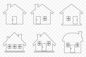house icon line art vector illustration outline design Main page pictogram in filled, thin line, outline editable Stroke on Transparent Background. EPS 10.