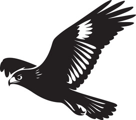 Powerful falcon silhouette in flight, Bold raptor in motion black and white