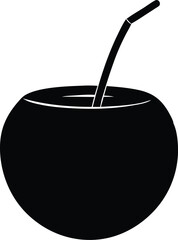  a fresh coconut silhouette vector