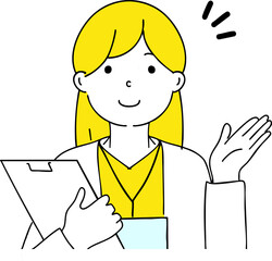 提案・案内ポーズをする女性/シンプルでポップなイラスト