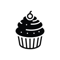 Black solid icon for cup cake