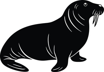 walrus silhouette vector illustration
