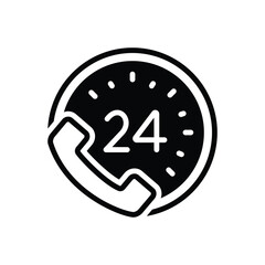 Black solid icon for 24 hours calling