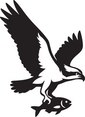 Obraz premium Osprey in flight with fish silhouette, Fishing bird soaring with catch
