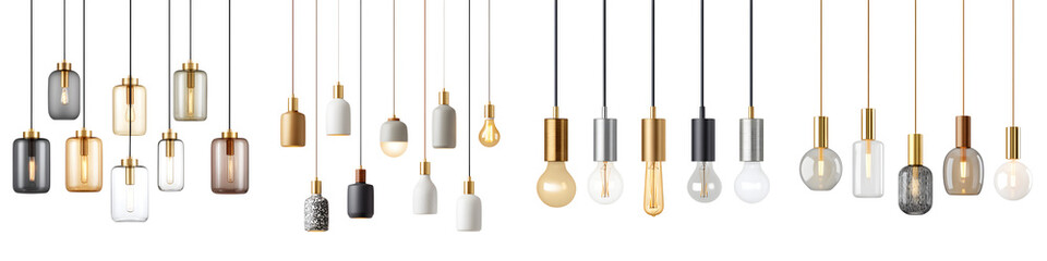 Elegant Pendant Lighting Collection on White: Modern Interior Design Elements