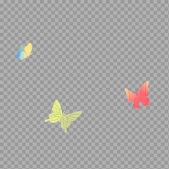 Colorful Cartoon Butterflies on Transparent Background

