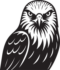 Powerful black and white eagle silhouette design, Soaring bird of strength illustration