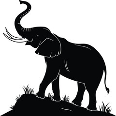 elephant silhouette isolated on white