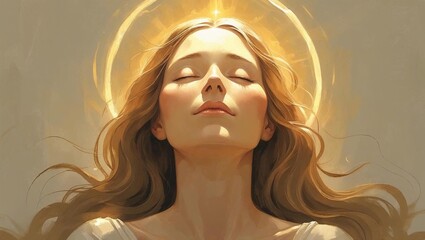 a woman surrounded by warm glowing light