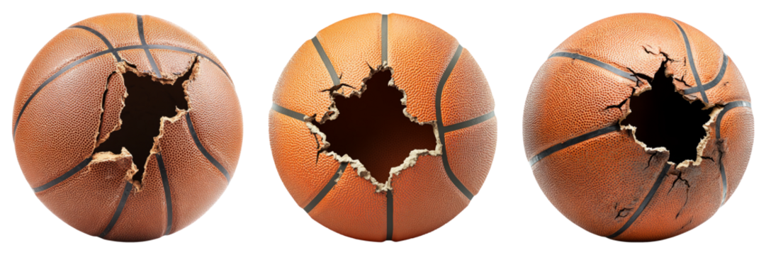Isolated Basketballs with Holes on Transparent Background for Design