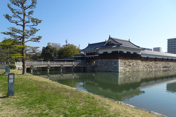 日本:広島城跡/御門橋と二の丸の櫓【日本百名城・国指定史跡】広島県広島市