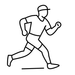 Simple line art vector of a man jogging or running. Conveys fitness, exercise, healthy lifestyle, and movement. Suitable for health and wellness content, and active themes.

