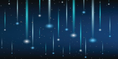 Meteor rain with falling glowing comets. Abstract light digital background. Neon Light Particles, luminous rays in motion, technology, network. falling glowing neon lights. Falling stars. Vector EPS10 © moh amiruddin
