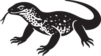 Monitored lizard vector illustration clean style, Reptile animal black and white design