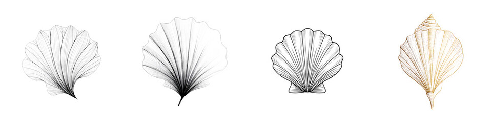 Elegant Art Seashells: Decorative Set for Design Projects