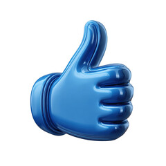 3d render of a blue thumbs up gesture isolated on transparent background