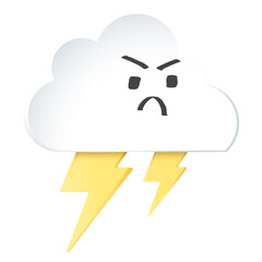 Cloud png angry sticker collage, 3d transparent clipart